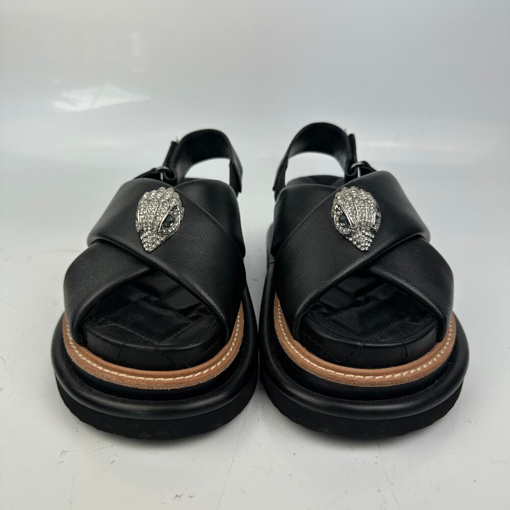 Kurt Geiger London Orson Cross Strap Leather Platform Sandals Women's 37 Black - Picture 4 of 13